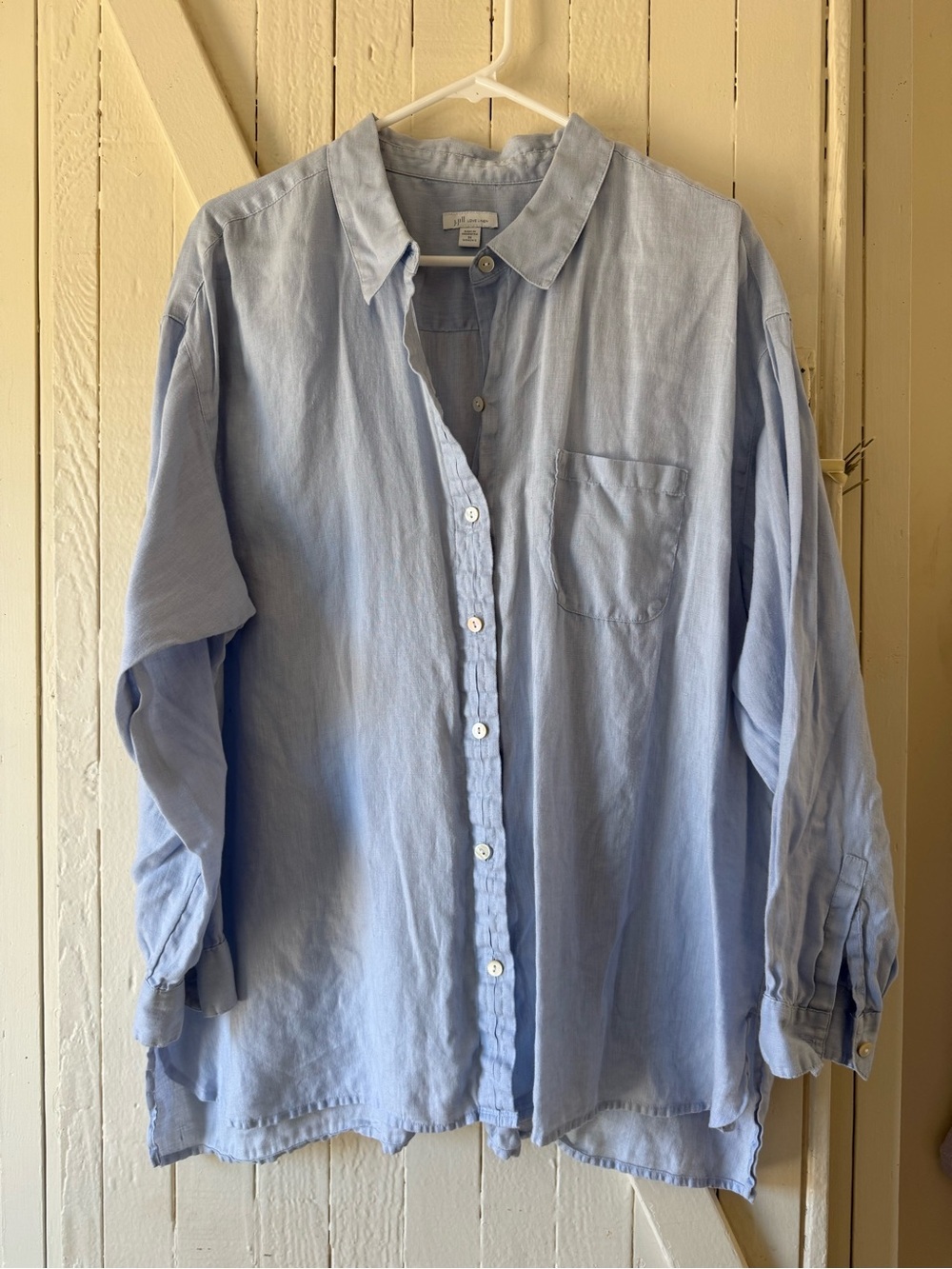 J Jill Linen Light Blue Womens Button-Down Shirt - Picture 1 of 7